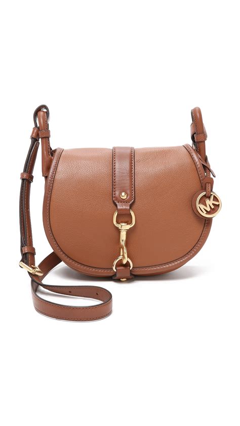 michael kors jamie acorn lg saddle bag|Michael Kors Jamie LG Saddle Leather Bag in Acorn.